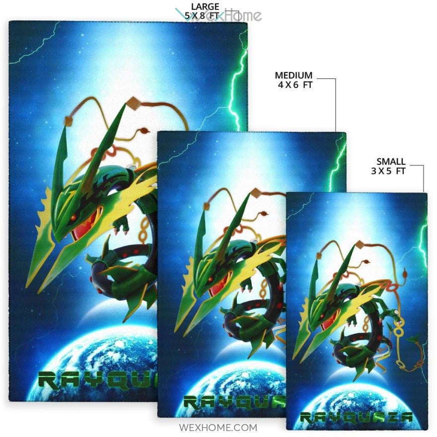 Pokemon Anime Pokemon Rayquaza Ultra Universe Blue Area Rug Home Decor