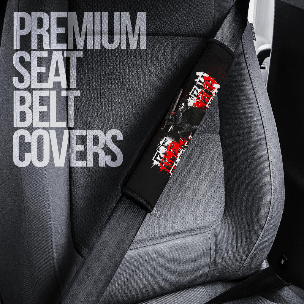 Berserk Anime Guts Wearing Berserker Armor Fighting Red White Text Seat Belt Covers