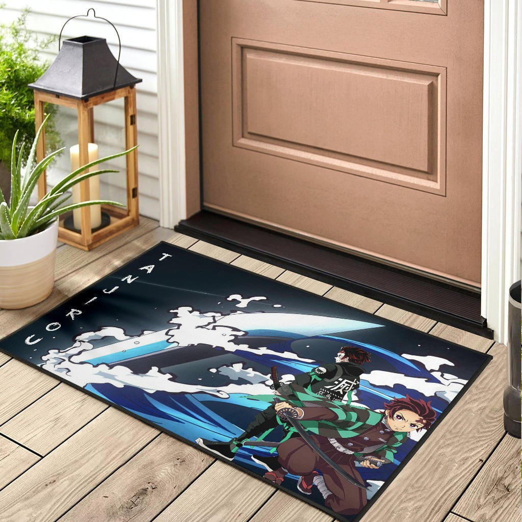 Demon Slayer Anime Tanjiro Fighting Moments Water Power Door Mat Home Decor