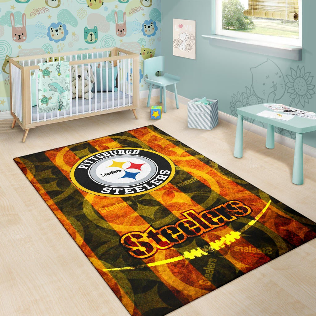 Pittsburgh Steelers American Football Team Flaming Steelers Background Area Rug Home Decor