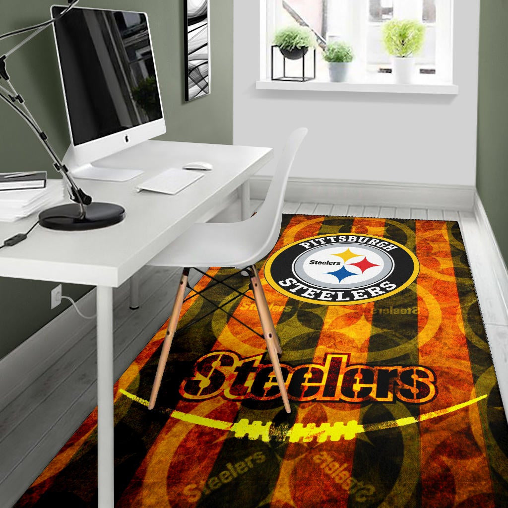 Pittsburgh Steelers American Football Team Flaming Steelers Background Area Rug Home Decor