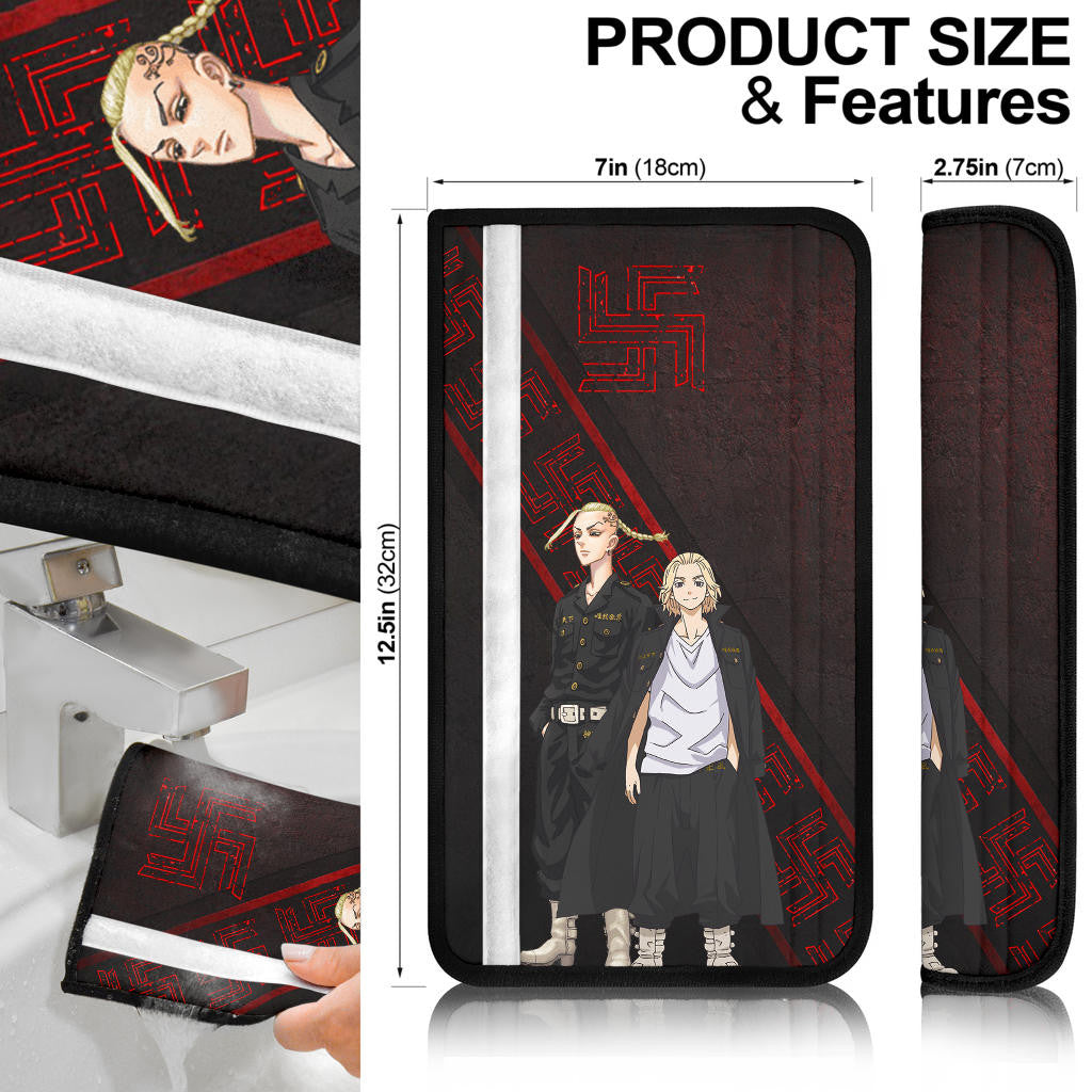 Tokyo Revengers Manga Anime Cool Haitani Brothers Rindou And Ran Red Symbol Seat Belt Covers