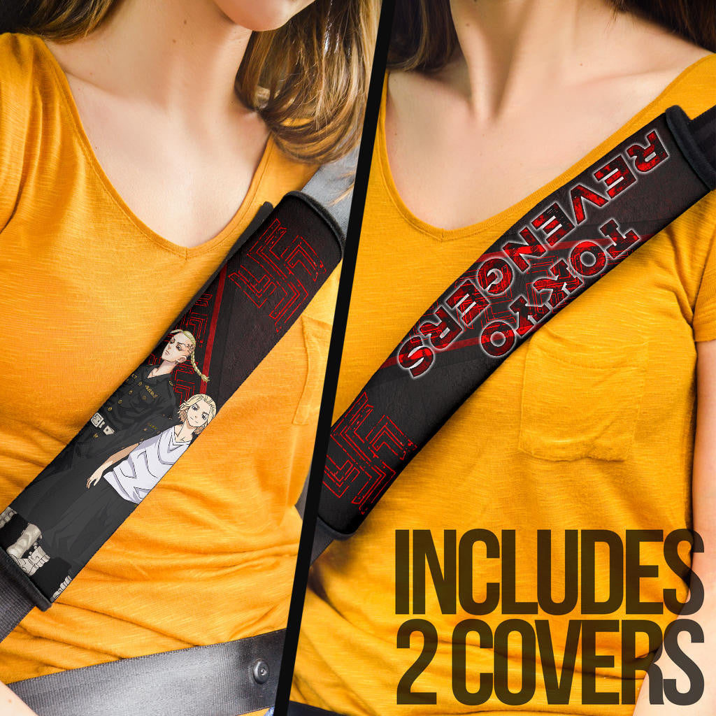 Tokyo Revengers Manga Anime Cool Haitani Brothers Rindou And Ran Red Symbol Seat Belt Covers