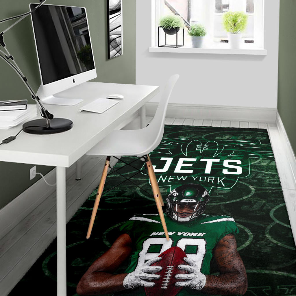 New York American Football Jets Football Cool Player Dark Green Theme Area Rug Home Decor
