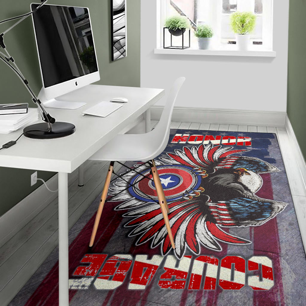 US Independence Day Eagle On US Shield Honor Courage Area Rug Home Decor