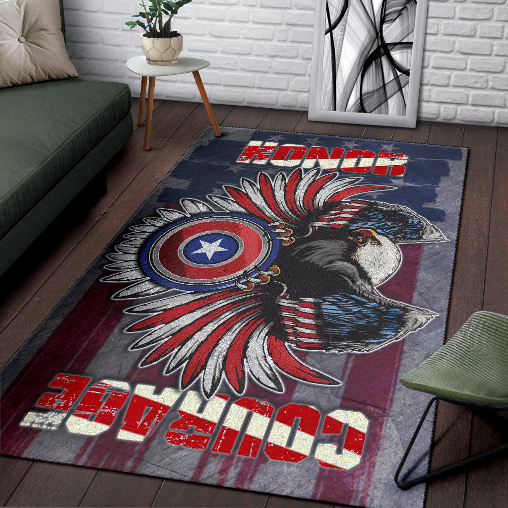 US Independence Day Eagle On US Shield Honor Courage Area Rug Home Decor