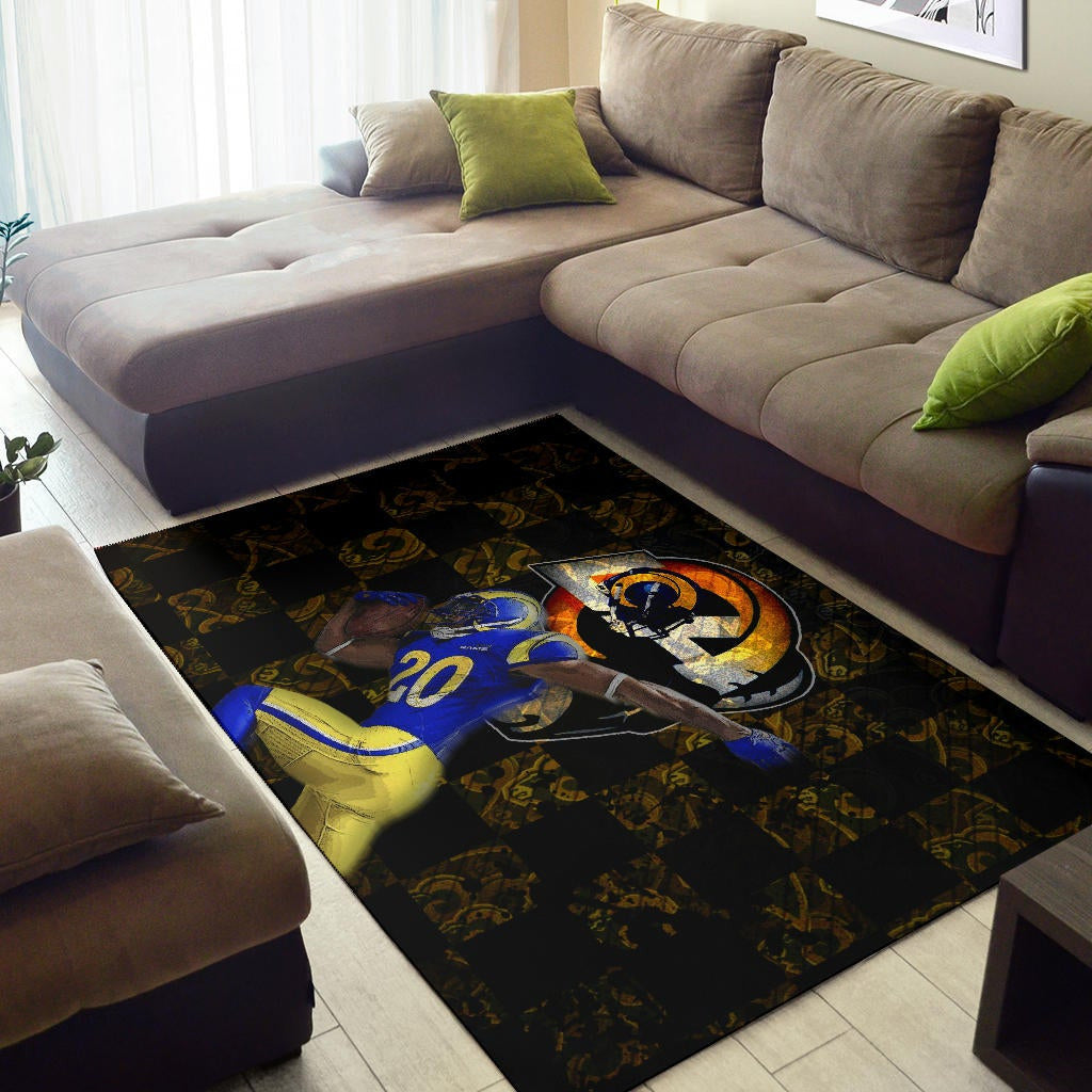 Los Angeles Rams American Football Team Raymond Calais 30 Grab Rugby Ball Running Area Rug Home Decor
