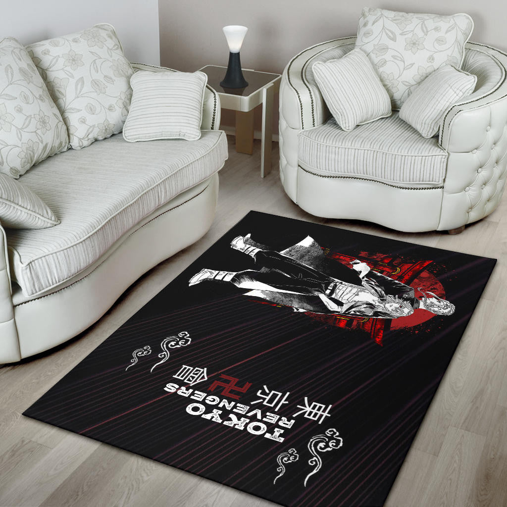 Tokyo Revengers Anime Mikey And Draken Together Black White Artwork Area Rug Home Decor
