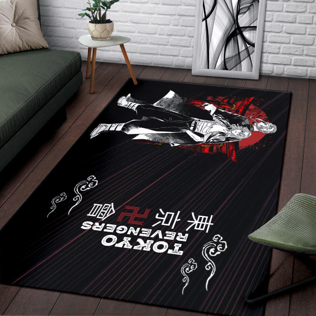 Tokyo Revengers Anime Mikey And Draken Together Black White Artwork Area Rug Home Decor