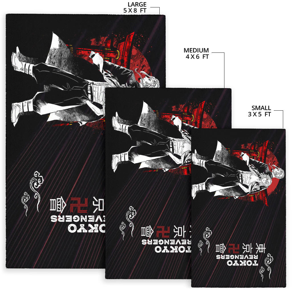 Tokyo Revengers Anime Mikey And Draken Together Black White Artwork Area Rug Home Decor