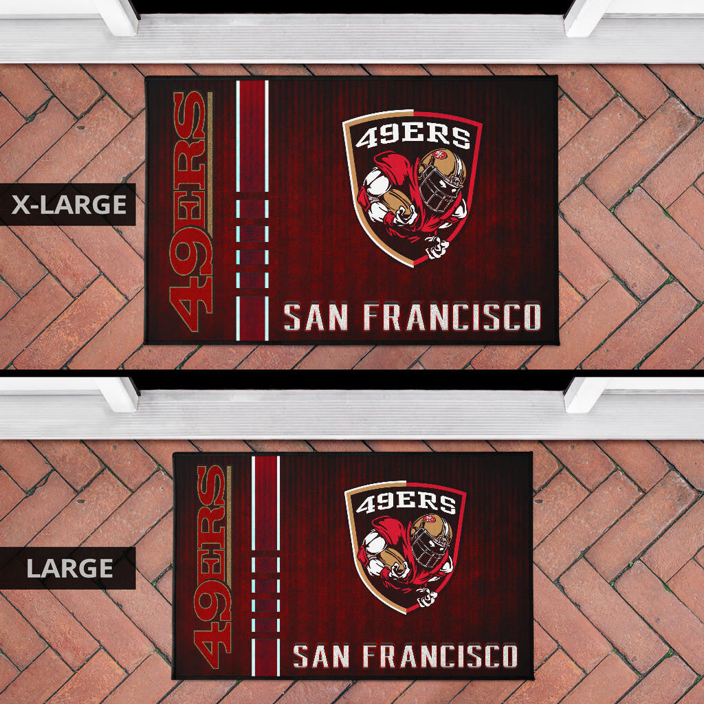 San Francisco American Football 49ers Football Ers Player On Shield Dark Red Door Mat Home Decor