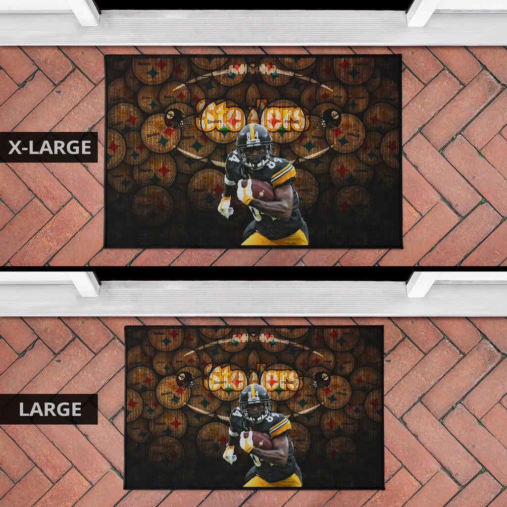 Pittsburgh Steelers American Football Antonio Brown Grab Rugby Ball Steelers Doodle Door Mat Home Decor
