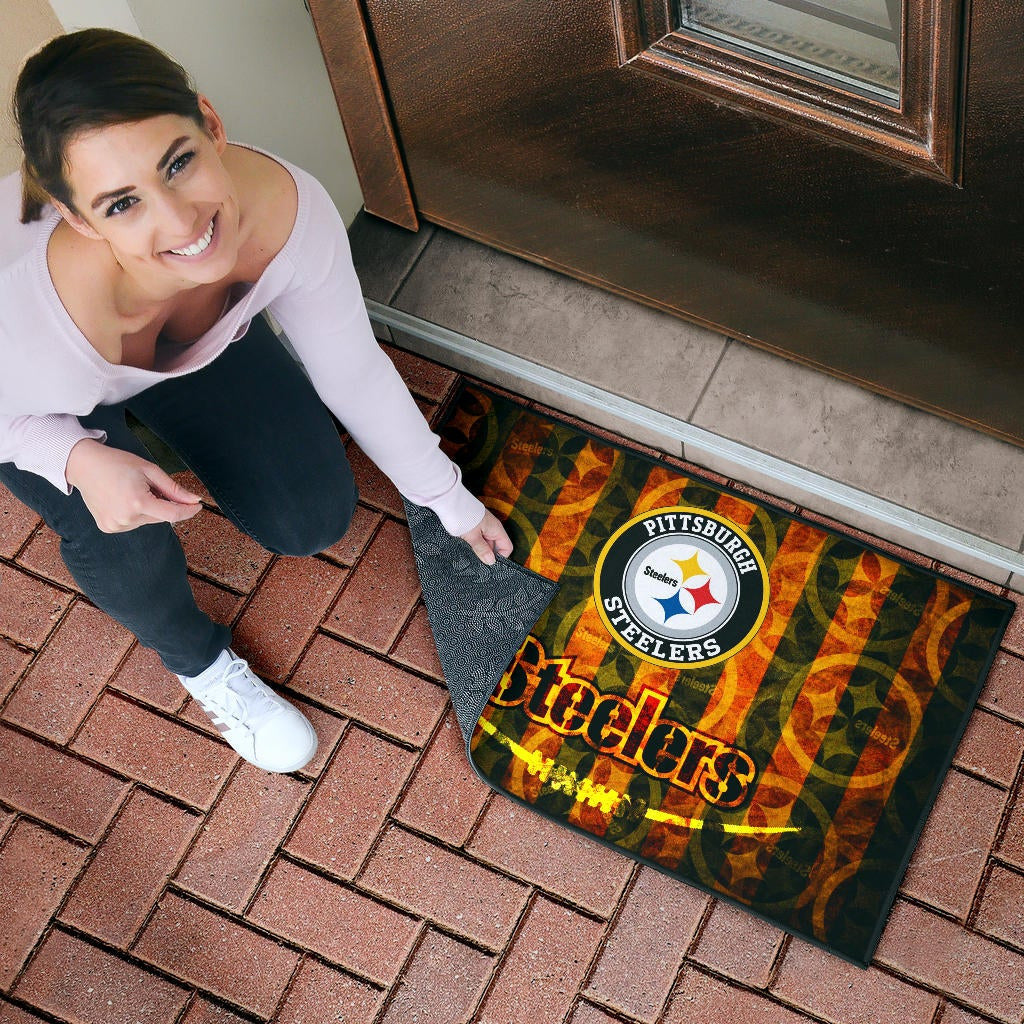 Pittsburgh Steelers American Football Flaming Steelers Background Door Mat Home Decor
