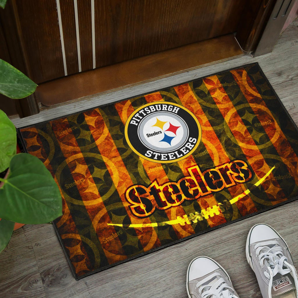 Pittsburgh Steelers American Football Flaming Steelers Background Door Mat Home Decor