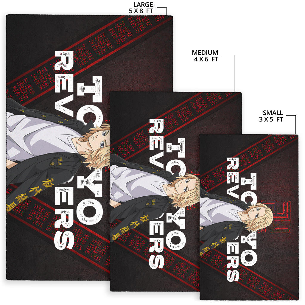 Tokyo Revengers Anime Cool Mikey Gang Red Pattern Theme Area Rug Home Decor