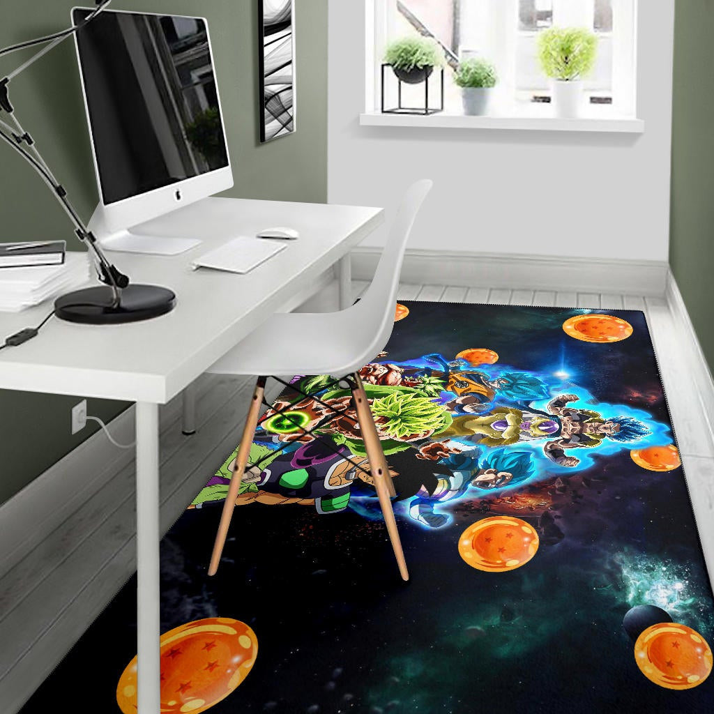 Dragon Ball Anime - DB Super Saiyan Power Blue Vapor Galaxy Area Rug Home Decor