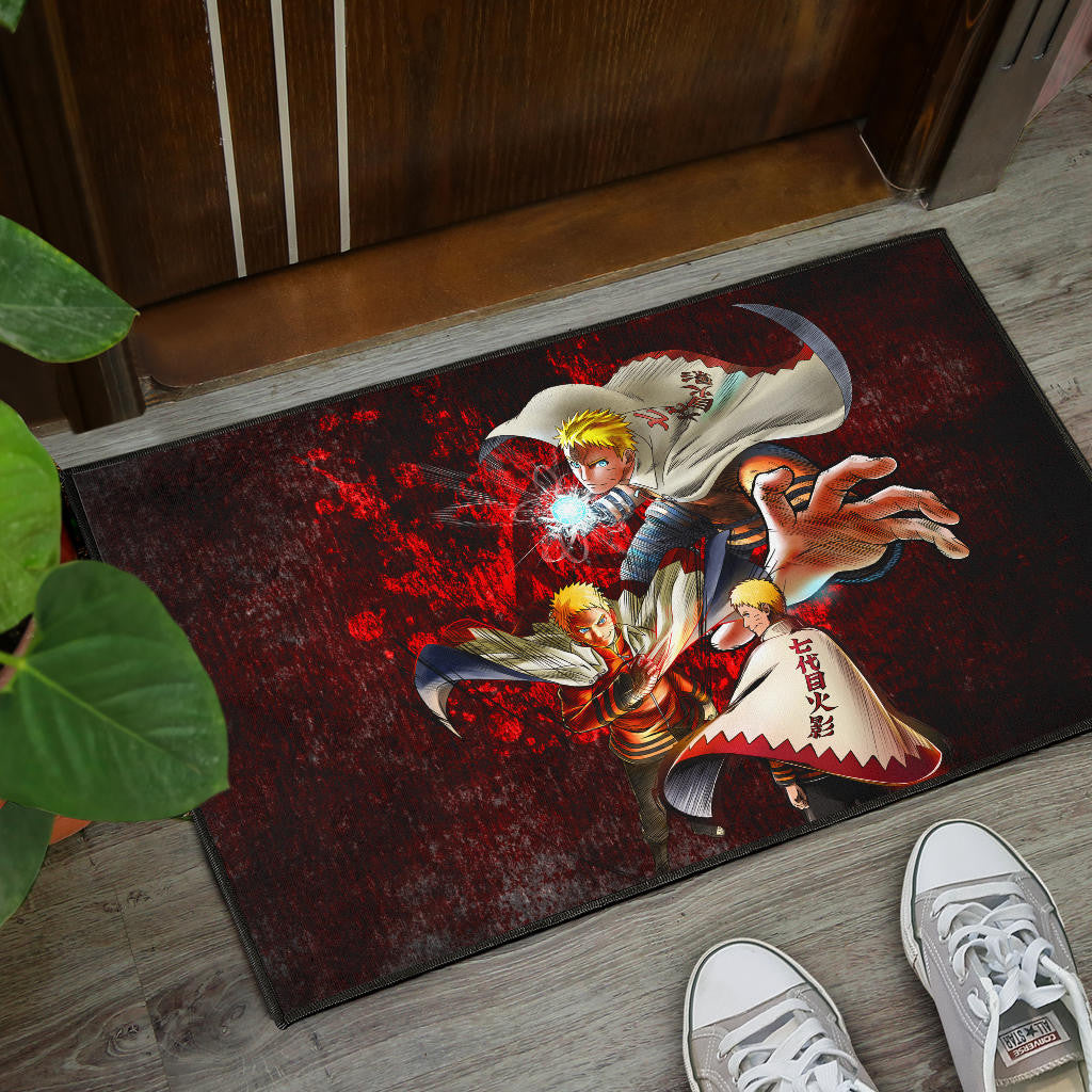 Naruto Anime Naruto Hokage Sharingan Red And Black Theme Door Mat Home Decor