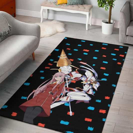 Darling In The Franxx Anime Zero Two With Darling Strelitzia Blue And Red Patterns Area Rug Home Decor