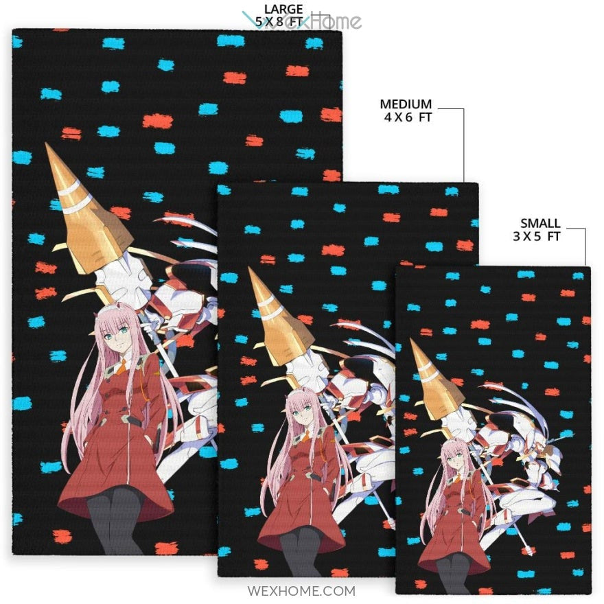 Darling In The Franxx Anime Zero Two With Darling Strelitzia Blue And Red Patterns Area Rug Home Decor