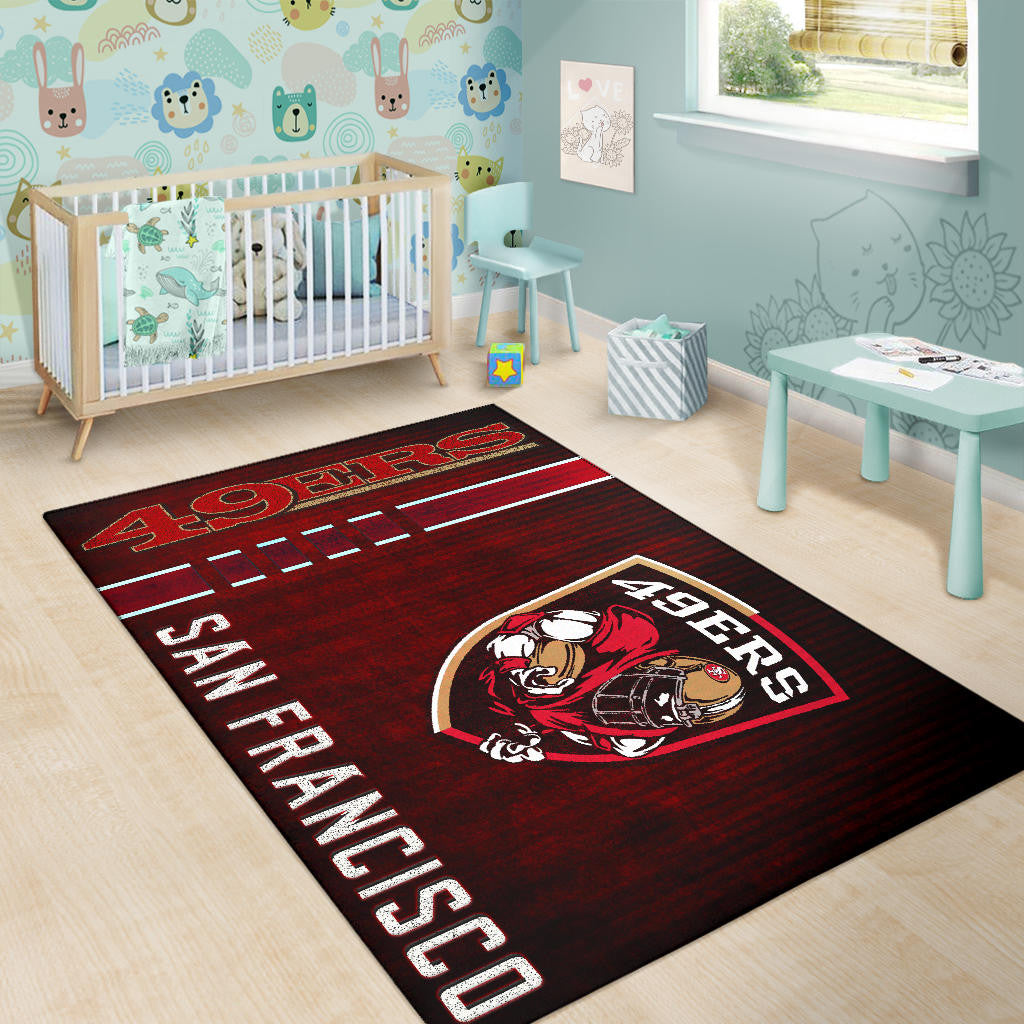 San Francisco American Football 49ers Football Ers Player On Shield Dark Red Area Rug Home Decor
