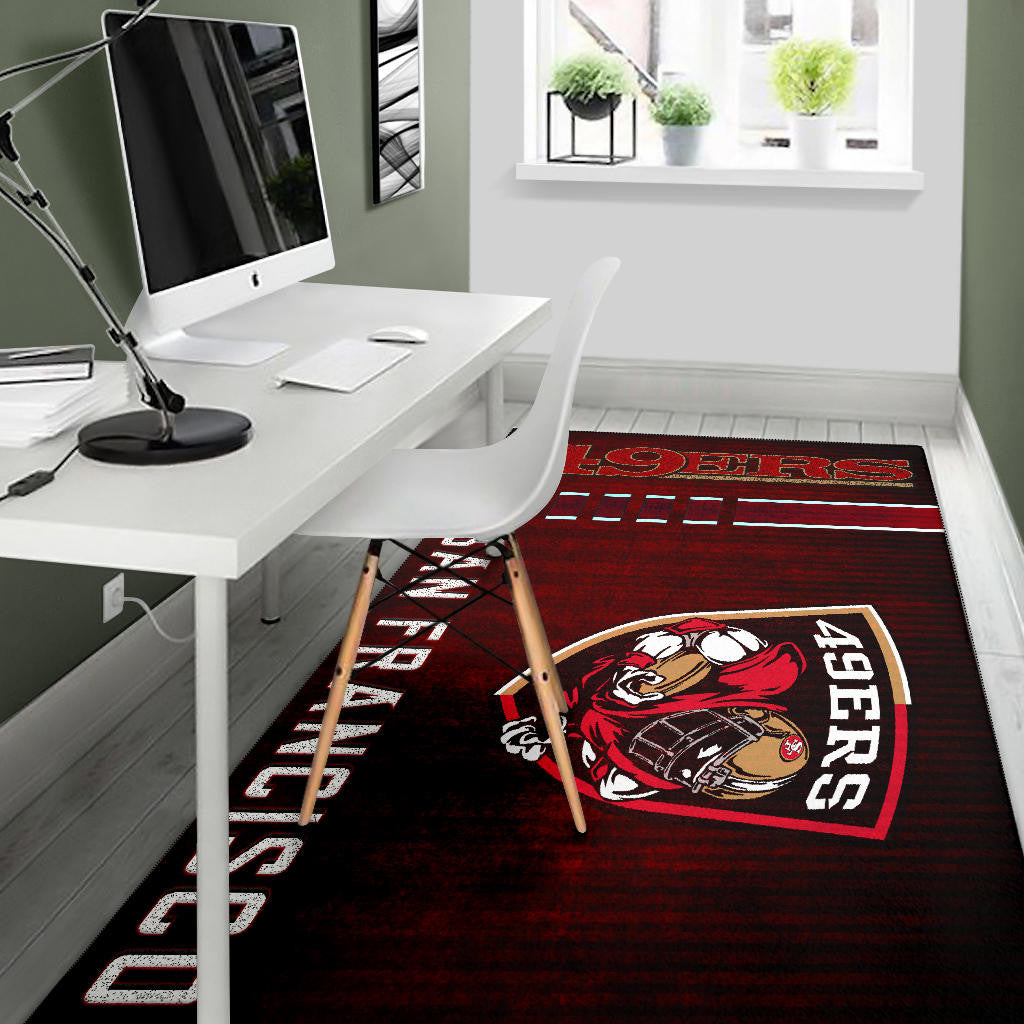 San Francisco American Football 49ers Football Ers Player On Shield Dark Red Area Rug Home Decor