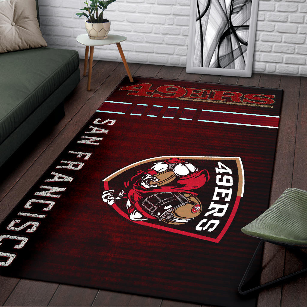 San Francisco American Football 49ers Football Ers Player On Shield Dark Red Area Rug Home Decor