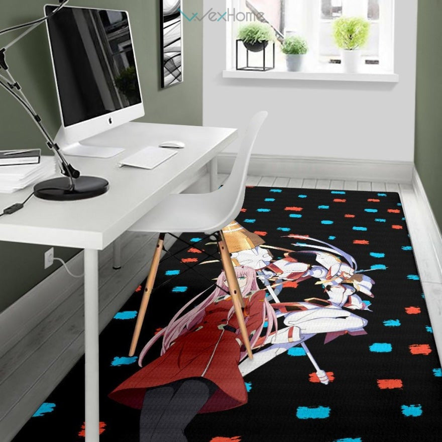 Darling In The Franxx Anime Zero Two With Darling Strelitzia Blue And Red Patterns Area Rug Home Decor