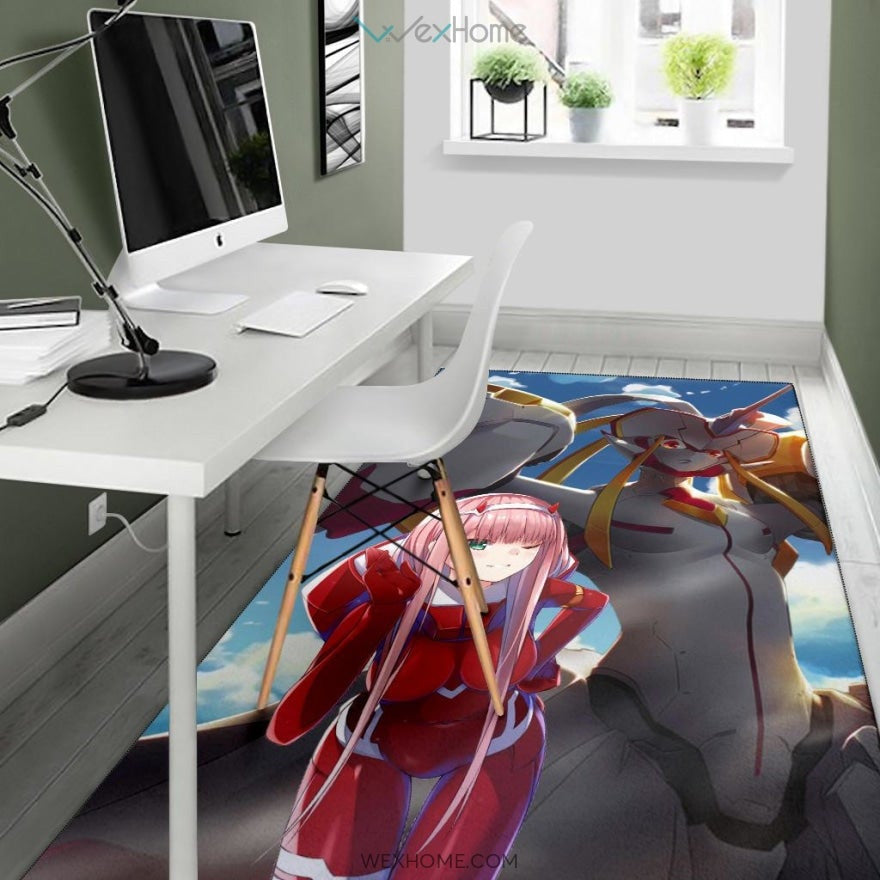 Darling In The Franxx Anime Zero Two With Darling Strelitzia Shadow Face Area Rug Home Decor