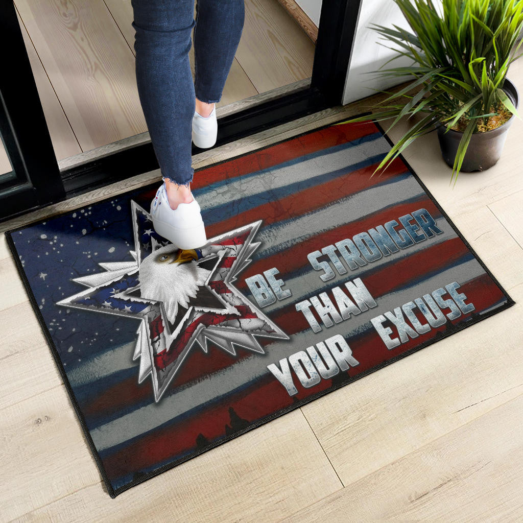 US Independence Day Eagle Emerging From Stars Be Stronger Than Excuse Door Mat Home Decor