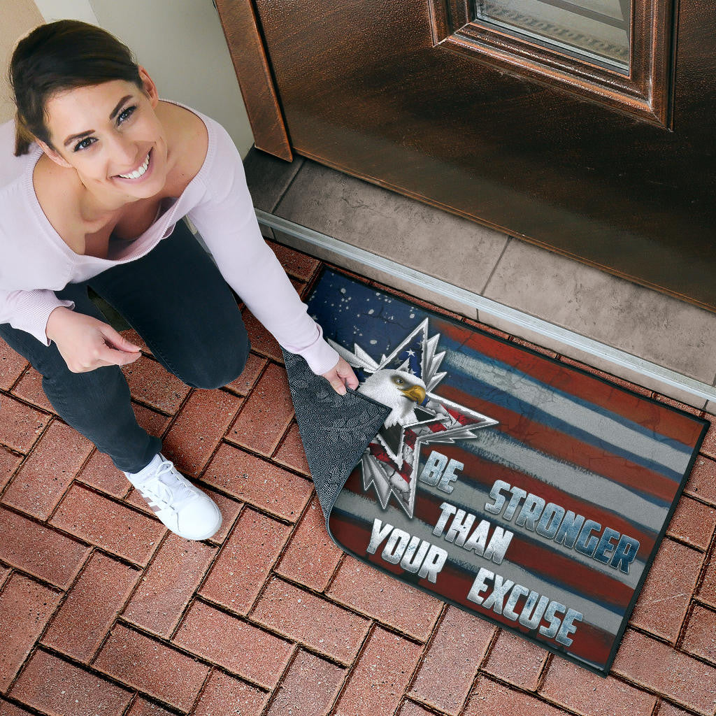 US Independence Day Eagle Emerging From Stars Be Stronger Than Excuse Door Mat Home Decor