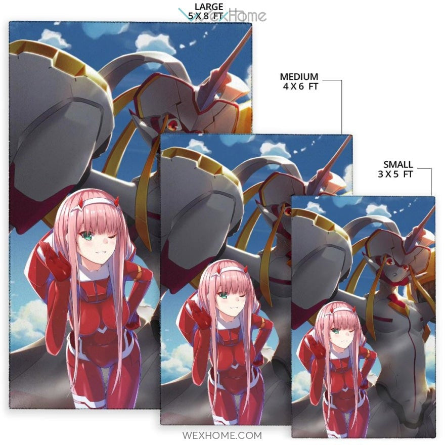 Darling In The Franxx Anime Zero Two With Darling Strelitzia Shadow Face Area Rug Home Decor