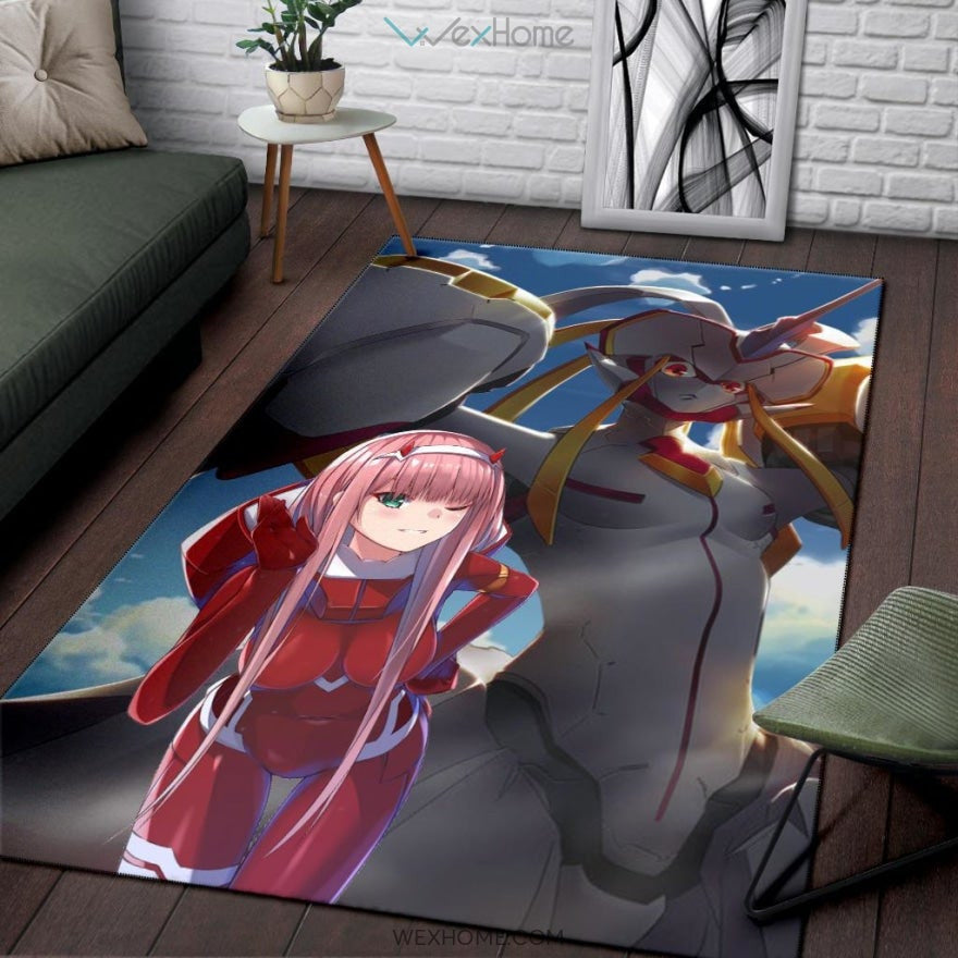 Darling In The Franxx Anime Zero Two With Darling Strelitzia Shadow Face Area Rug Home Decor