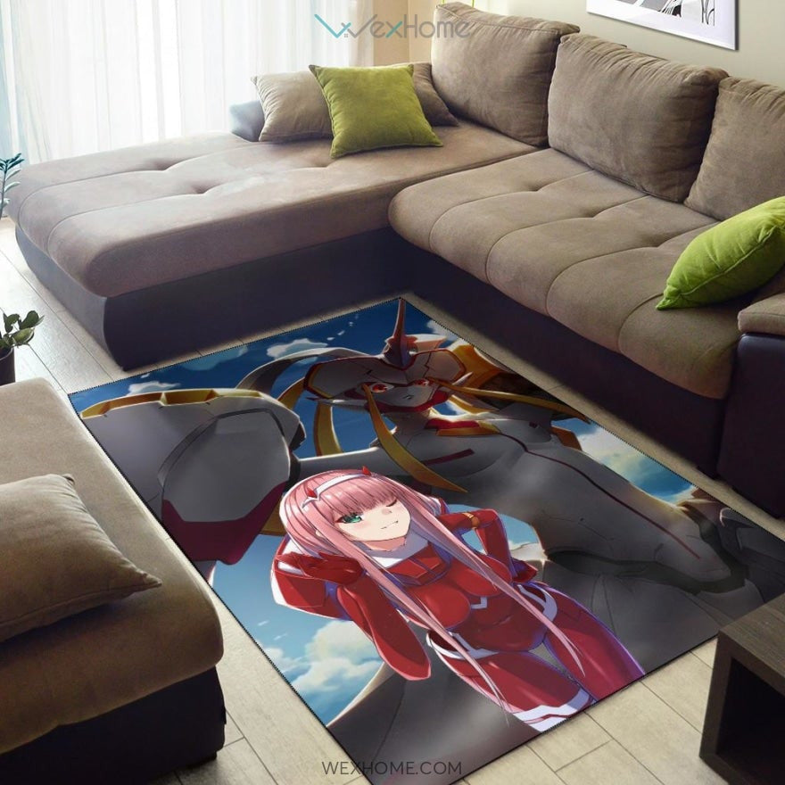 Darling In The Franxx Anime Zero Two With Darling Strelitzia Shadow Face Area Rug Home Decor