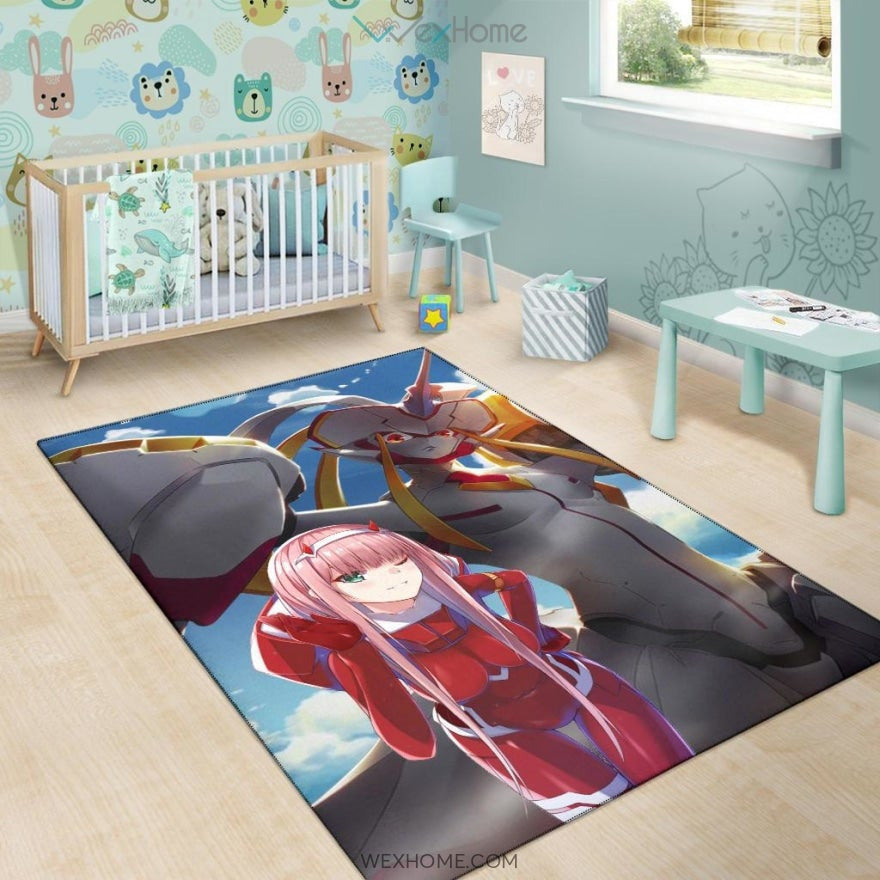 Darling In The Franxx Anime Zero Two With Darling Strelitzia Shadow Face Area Rug Home Decor