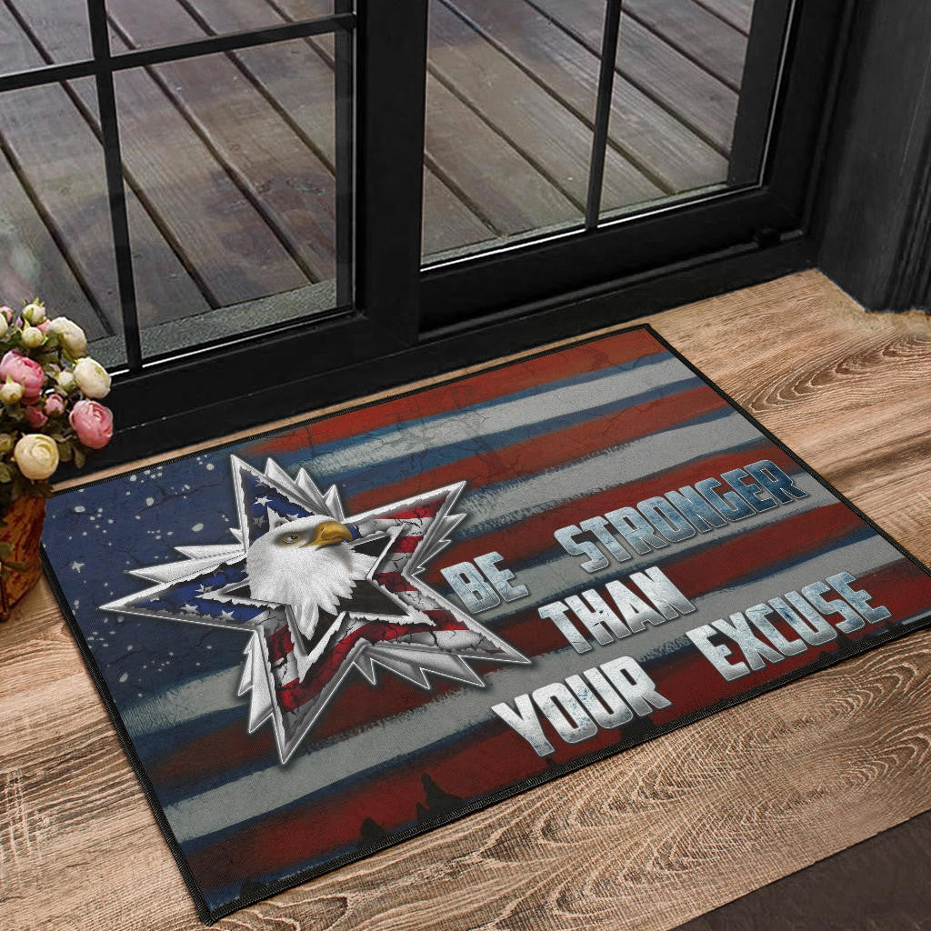 US Independence Day Eagle Emerging From Stars Be Stronger Than Excuse Door Mat Home Decor