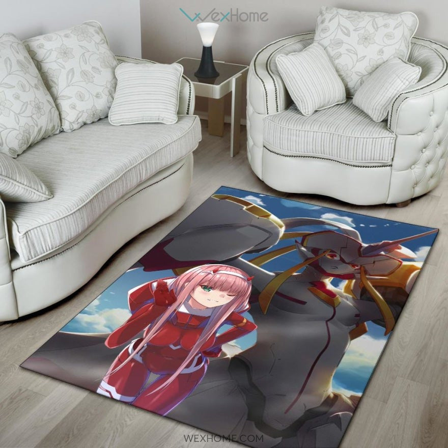 Darling In The Franxx Anime Zero Two With Darling Strelitzia Shadow Face Area Rug Home Decor