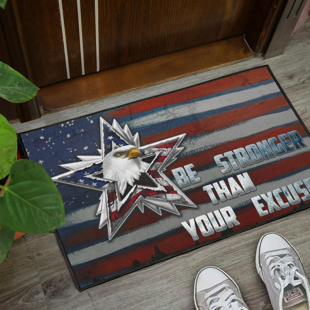 US Independence Day Eagle Emerging From Stars Be Stronger Than Excuse Door Mat Home Decor