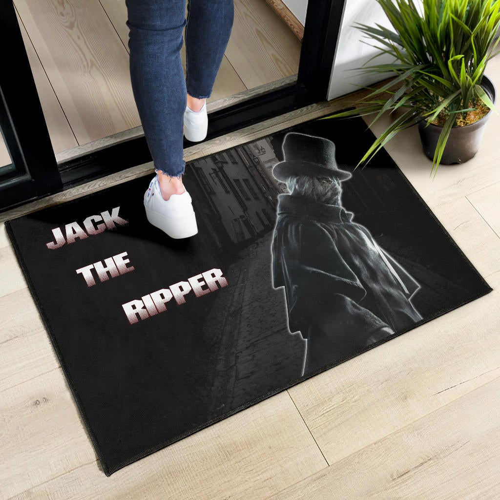 Horror Movie Jack The Ripper In City Black White Door Mat Home Decor