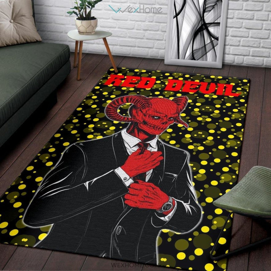 Horror Movie Red Devil Wearing Suit Area Rug Home Decor