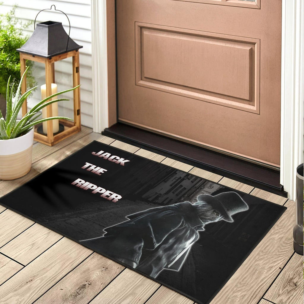 Horror Movie Jack The Ripper In City Black White Door Mat Home Decor