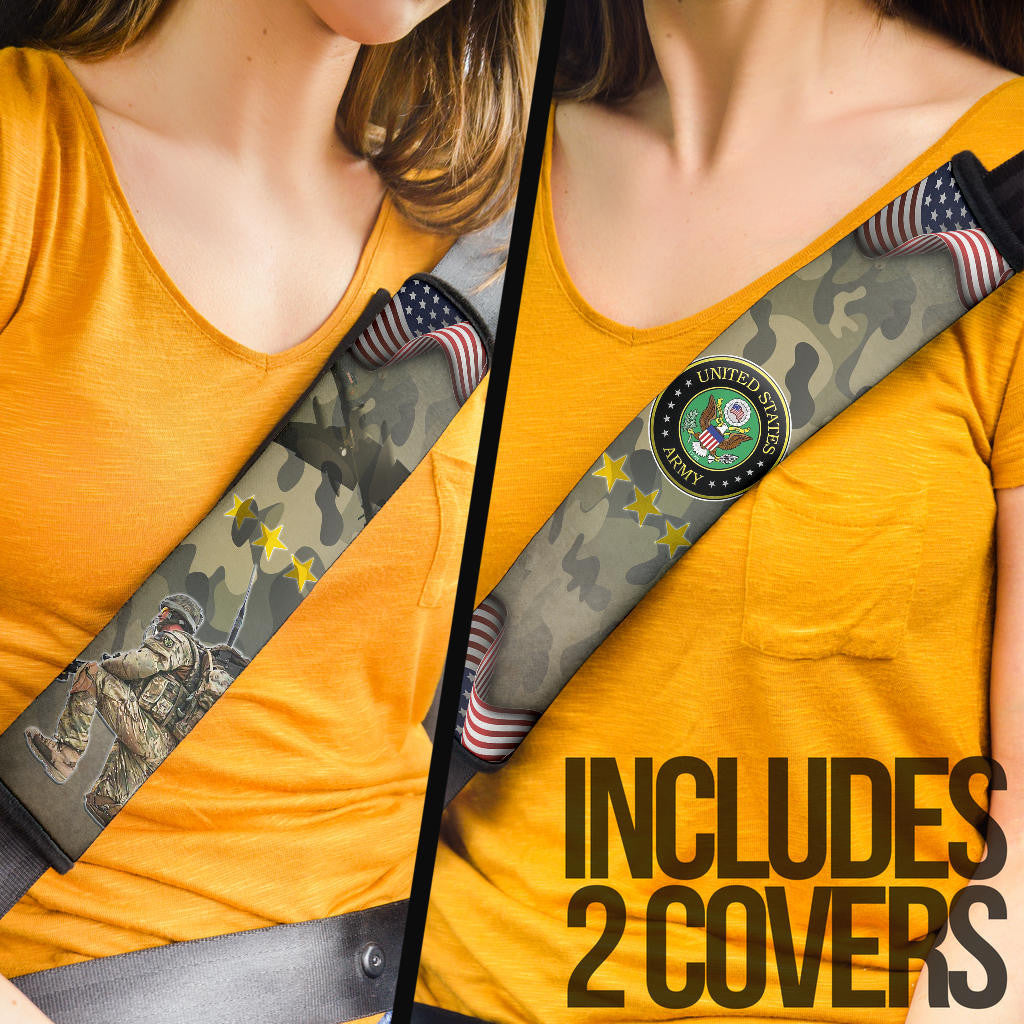US Independence Day US Army Soldier In Battle Seat Belt Covers
