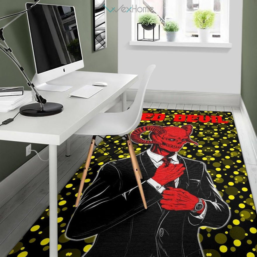 Horror Movie Red Devil Wearing Suit Area Rug Home Decor