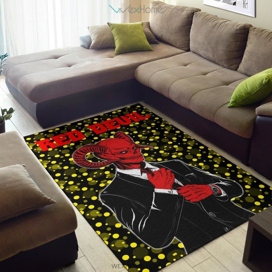 Horror Movie Red Devil Wearing Suit Area Rug Home Decor