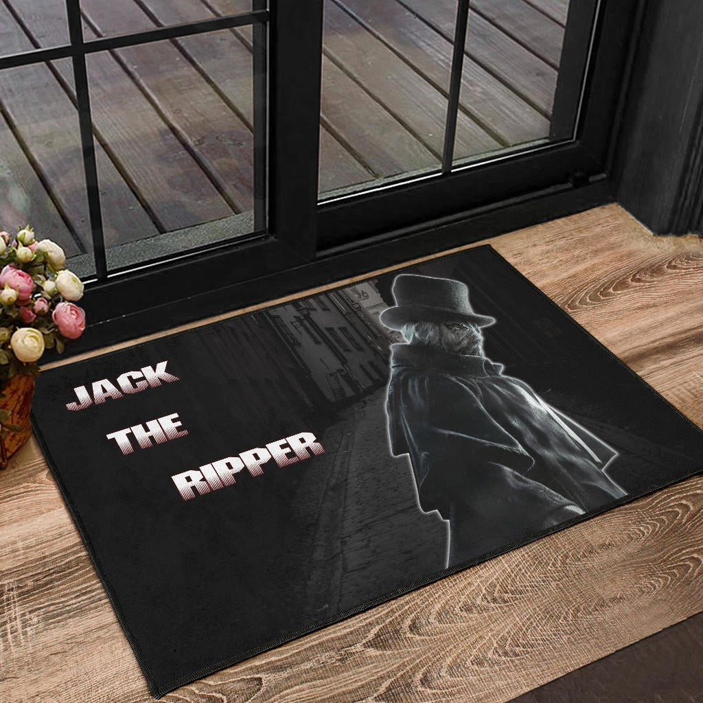 Horror Movie Jack The Ripper In City Black White Door Mat Home Decor