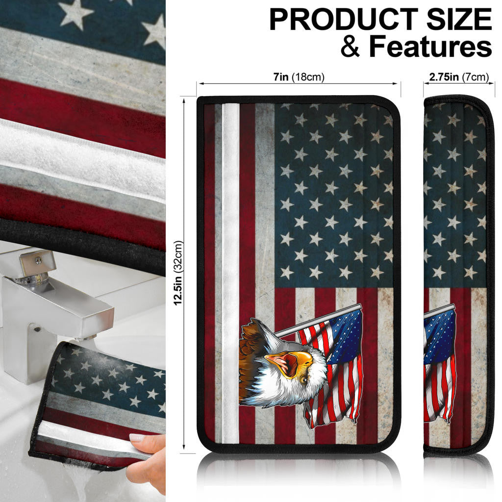 US Independence Day Bald Eagle Marines US Flag Seat Belt Covers
