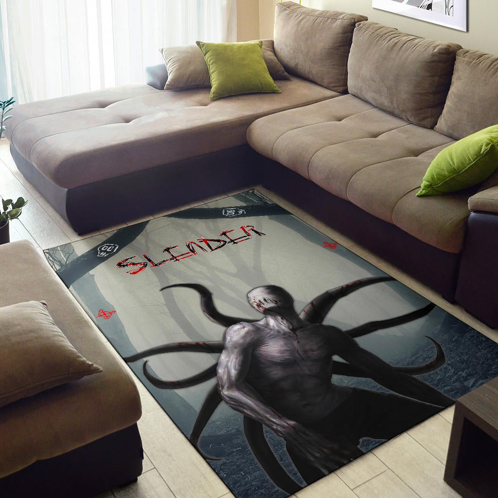 Horror Movie Slender Man In The Forest Fanart Area Rug Home Decor