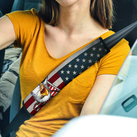 US Independence Day Bald Eagle Marines US Flag Seat Belt Covers
