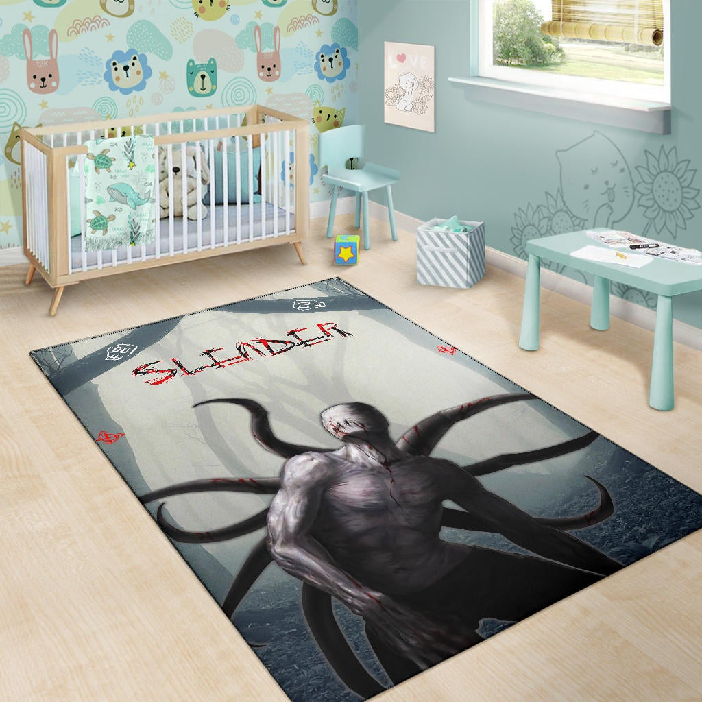 Horror Movie Slender Man In The Forest Fanart Area Rug Home Decor