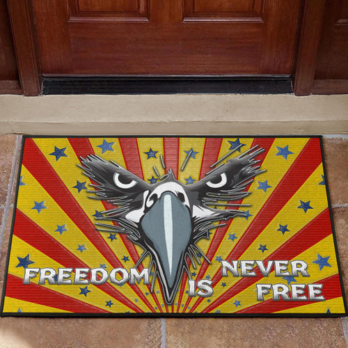 US Independence Day Eagle Minimal Face Freedom Is Never Free Door Mat Home Decor
