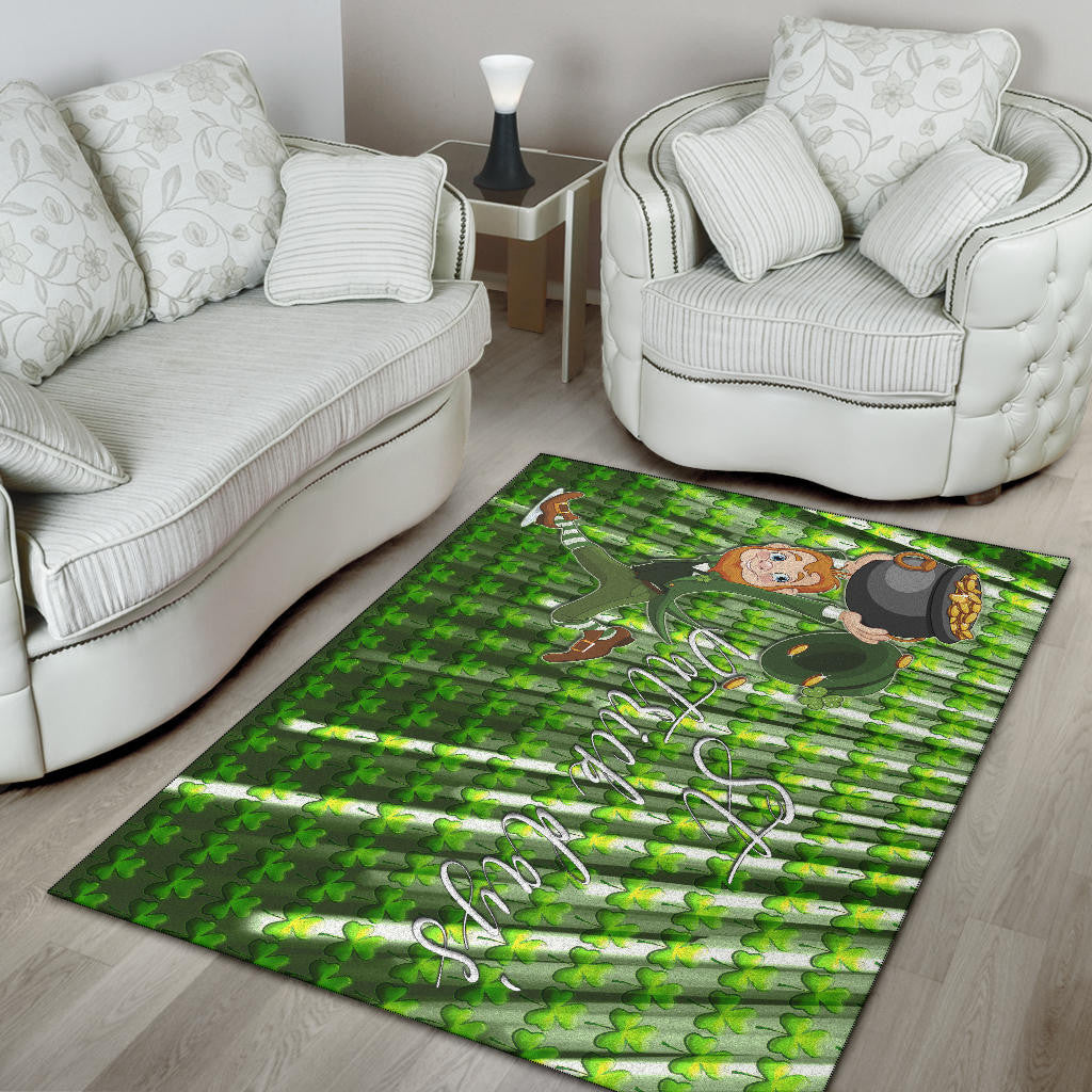 Saint Patrick's Leprechauns Stealing Pot Of Gold Coins Area Rug Home Decor
